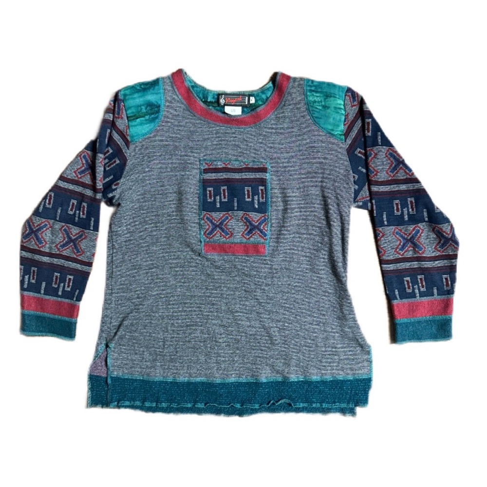 Mozart ~ Vintage ~ Medium  ~ Black/Blue/Burgundy/Green ~ Aztec Style ~ Sweater